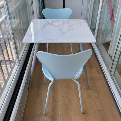 유광 세라믹 사각 식탁 의자 세트(2인)