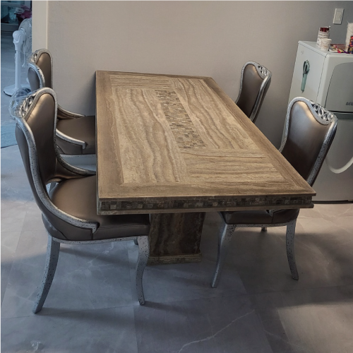 [전시상품] 천연 회동석 식탁 의자 세트(6인용 테이블+의자 4개 세트)